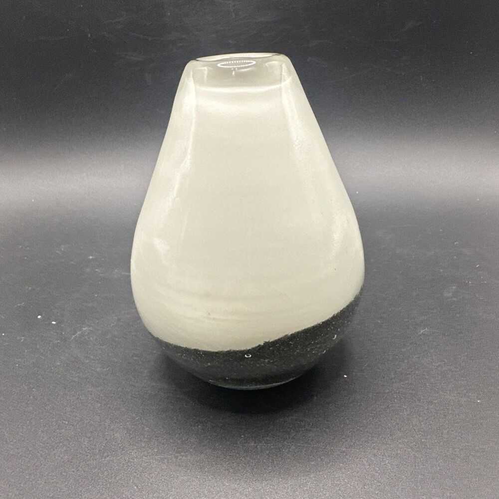 Blown Cased Glass Smokey White Bud Vase